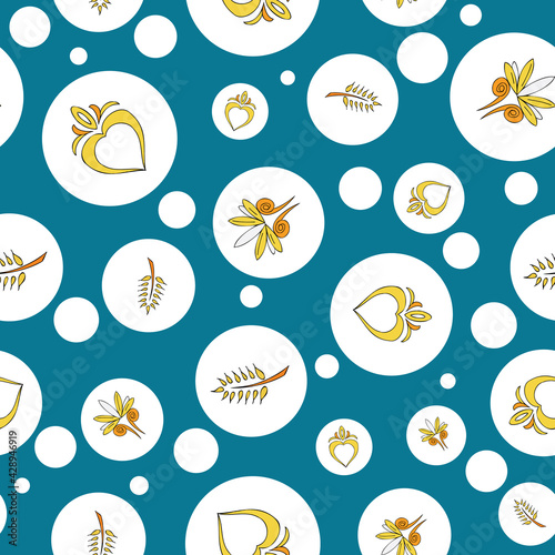 Vector allports blue background Brittany celtic, Breton trational folklore symbols seamless pattern. Seamless pattern background