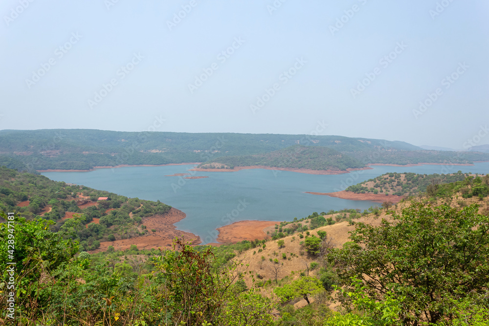 View of Kesarkarwadi reservoir, Ratnagiri, Maharashtra, India.