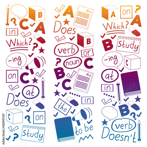 English course. E-learning, online education. English language