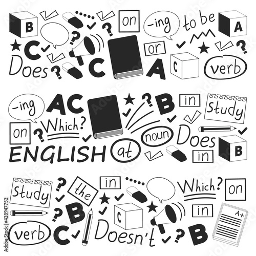 English course. E-learning, online education. English language