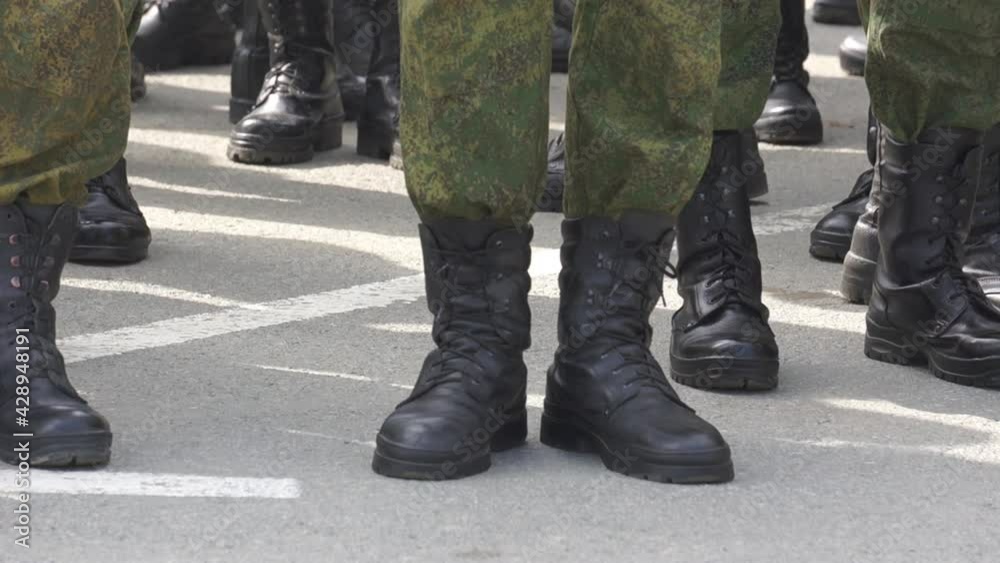 Formation of soldiers in dress parade uniform. National holiday–Victory day. Military parade.
Formation of soldiers in dress parade uniform. National holiday–Victory day. Military parade.