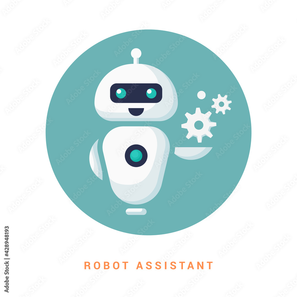 Obraz premium Robot assistant icon on line style. Android human assistant.