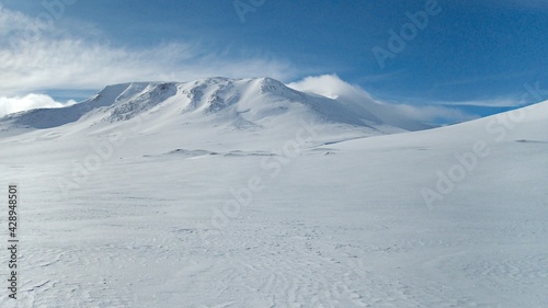 snowy winter landscape of Sarek national park in swedish lappland © luciezr