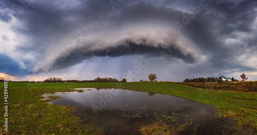 Severe thunderstorm clouds, landscape with storm