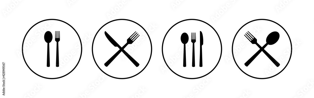 spoon and fork icon set. spoon, fork and knife icon vector. restaurant icon spoon and fork icon set. spoon, fork and knife icon vector. restaurant icon