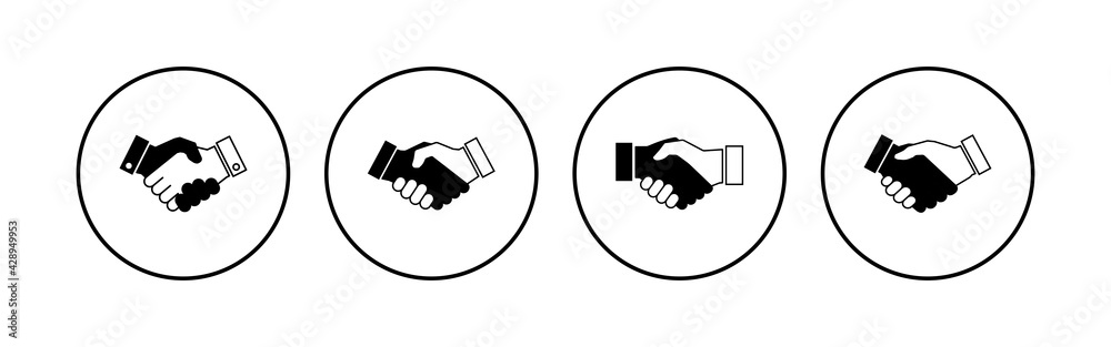 Handshake icon set. business handshake. contact agreement Handshake icon set. business handshake. contact agreement