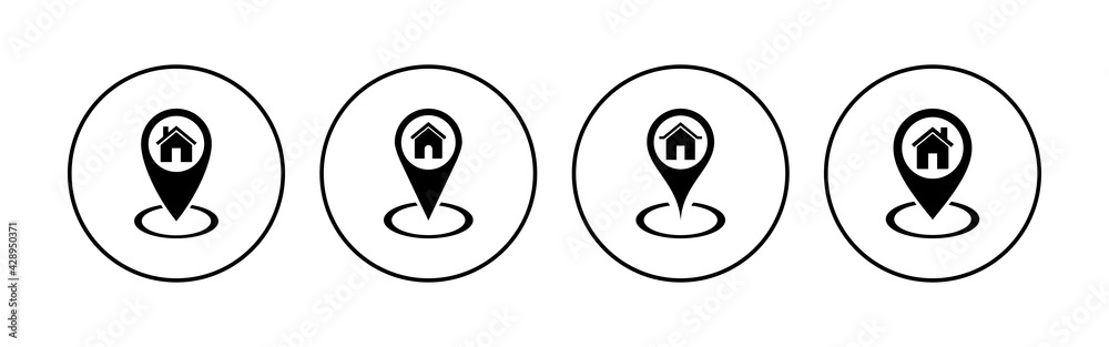 address icon set. home location icon vector address icon set. home location icon vector