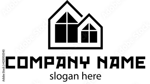 House logo in black on a white background. Real estate logo.