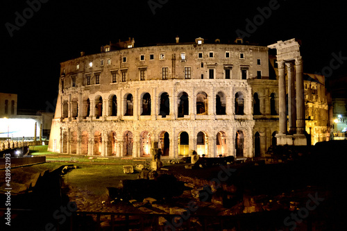 Marcello theater (teatro Marcello) at night - Rome, Lazio, Italy, Europe photo