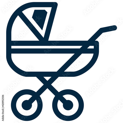 Baby Carriage or Baby Stroller symbol of the birth of a child, maternal care and love. Baby goods shop logo.