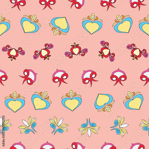 Vector pastel background Brittany celtic, Breton trational folklore symbols seamless pattern. Seamless pattern background