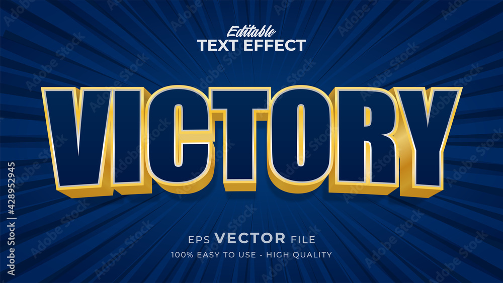 Editable text style effect - comic victory text style theme