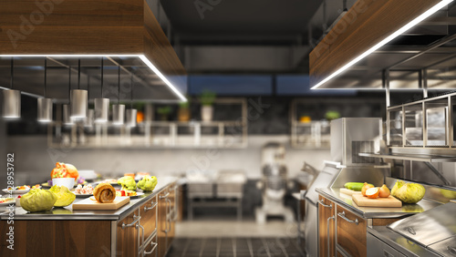 Принти на полотні Restaurant kitchen interior with equipment. 3d illustration