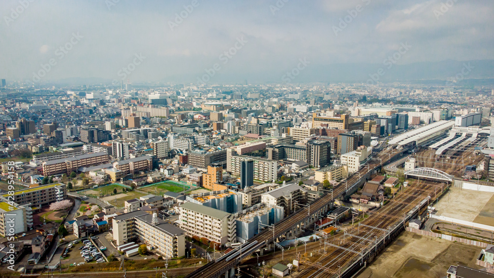 Naklejka premium Skyline Aerial view in Kyoto