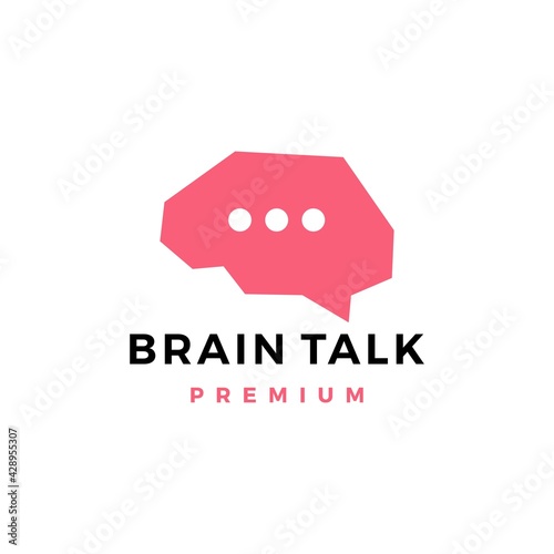 brain talk chat bubble think logo vector icon illustration
