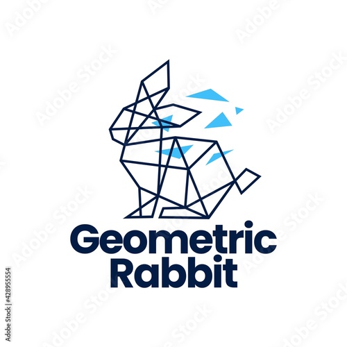 rabbit hare bunny geometric polygonal tech logo vector icon illustration