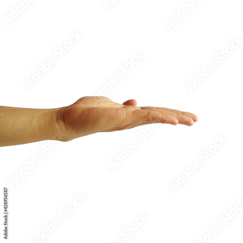hand looking up gesture isolated on white background