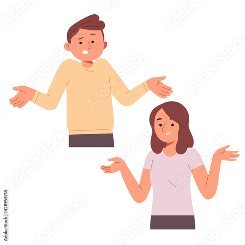 woman and man clueless confused puzzled question ask not sure pick do not know