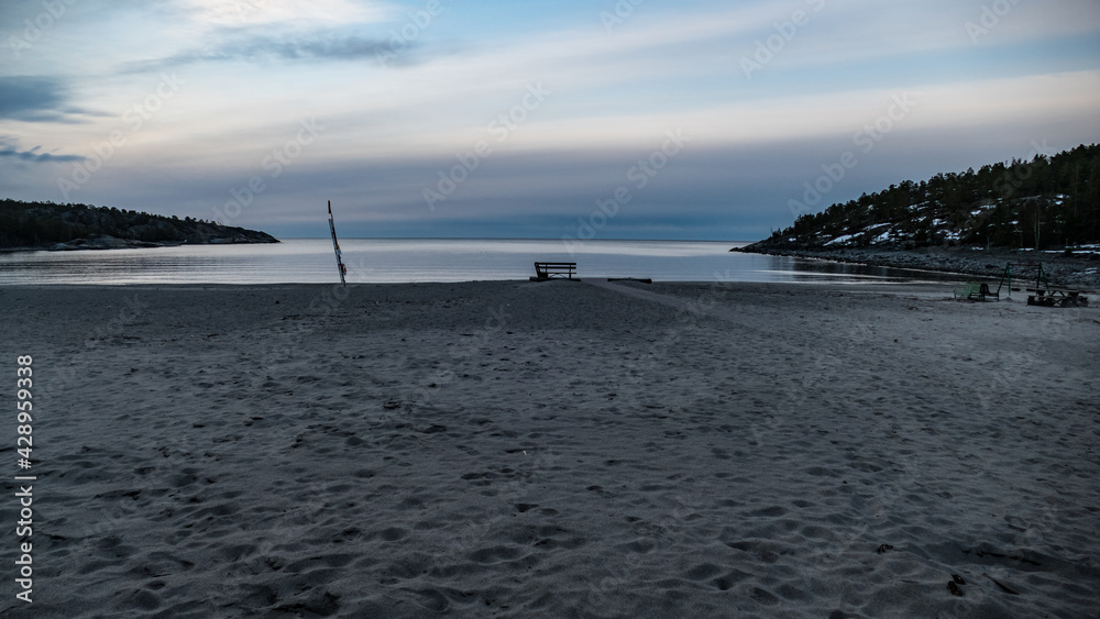 swedish lake coast in the winter
