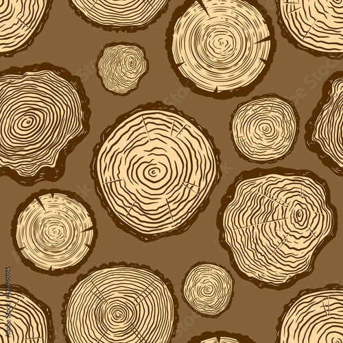 Seamless pattern with wood cuts. Design element for poster, banner, card. Vector illustration