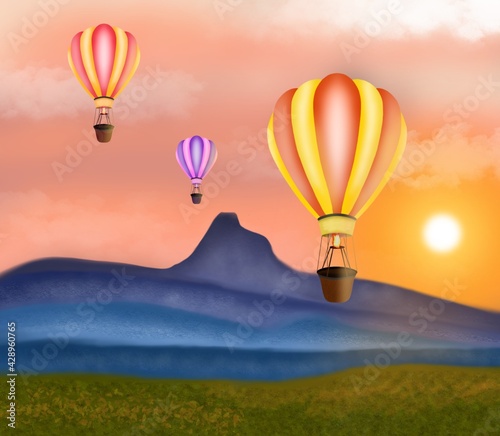 hot air balloon in the sky