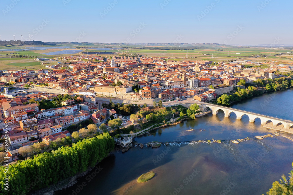 Aerial view of the town of Tordesillas, Spain