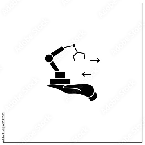 Fixed asset management glyph icon. Industrialization.Tracking fixed assets for purposes of financial accounting, preventive maintenance.Filled flat sign. Isolated silhouette vector illustration