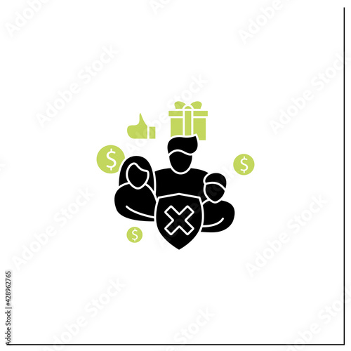 Social security glyph icon. Eliminating society needs.Rise in living standards. Improving living conditions. Universal basic income concept.Filled flat sign. Isolated silhouette vector illustration