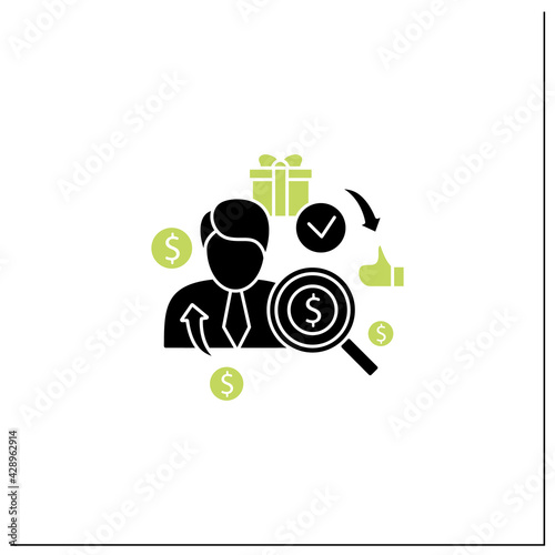 Individual payment glyph icon. Portion of total payout amount. Personal deposit.Universal basic income concept. Filled flat sign. Isolated silhouette vector illustration