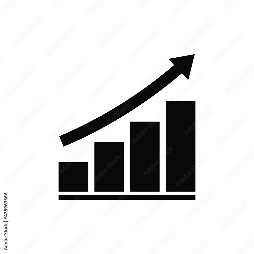 Growing graph bar chart icon symbol, Diagram flat design for web site logo app UI, Progress business concept, Vector illustration Growing graph bar chart icon symbol, Diagram flat design for web site logo app UI, Progress business concept, Vector illustration