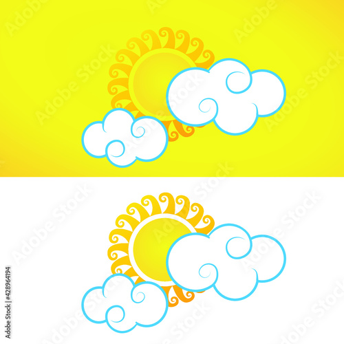 sun and clouds, New year sun object vector design