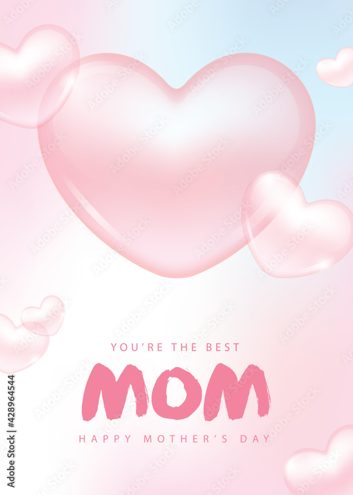 Happy Mother's Day poster and banner template. Vector illustration for greeting card, women's day, shop, invitation, discount, sale, flyer, decoration.