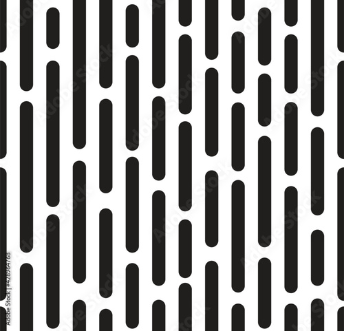 Seamless pattern. Black vertical rounded lines on white background. Texture for print, wallpaper, home decor, textile, package design