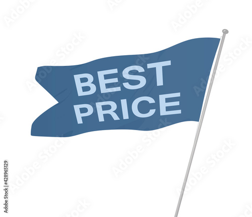 Blue lag with text best price. vector