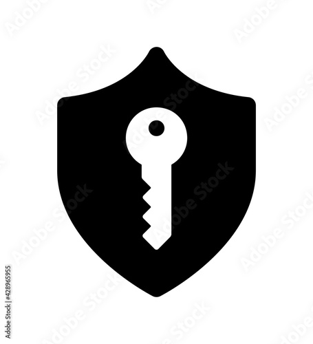 Shield key icon design template, vector illustration.