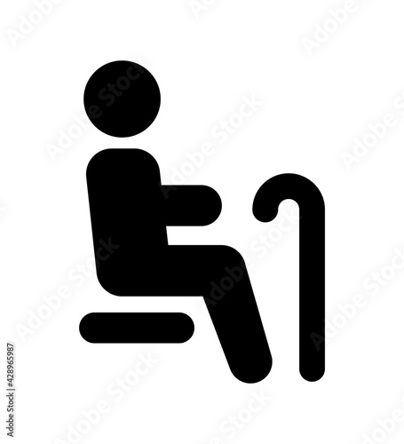 Seniors or old man sit on priority seating icon vector.