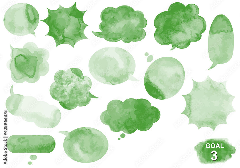 Sdgs ゴール3イメージのの水彩吹き出しセット Vektornyj Obekt Stock Adobe Stock