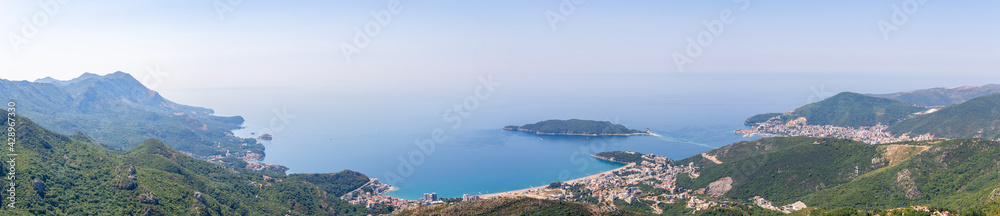 Panorama of Budva Riviera in Montenegro