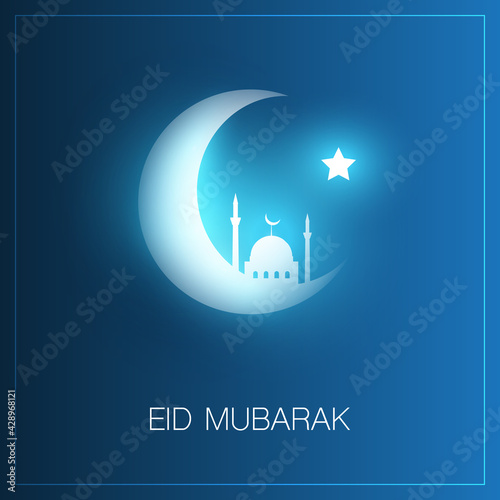 Eid Mubarak - Moon in the Sky - Greeting Card Design for Muslim Community Festival