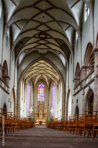 Molsheim. Intérieur de l'église des jésuites Saint-Georges, Bas-Rhin. Alsace. Grand Est 