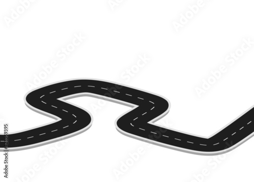 Roadway journey to the future. Asphalt street isolated on white background. Symbols Way to the goal of the end point. Path mean successful business planning Suitable for advertising and presentstation