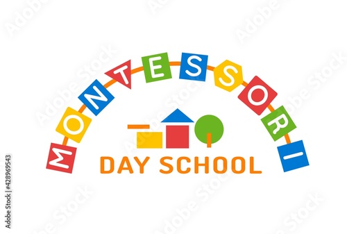 Montessori logotype. Public school and kindergarten logo.