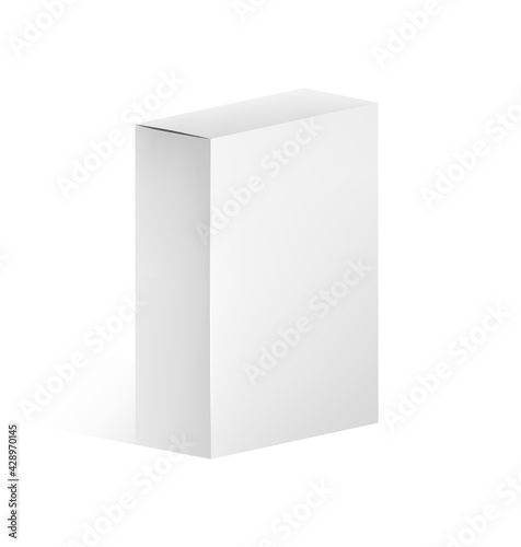 Rectangular narrow box mockup. Cardboard paper storage container realistic storage for technical gadgets.