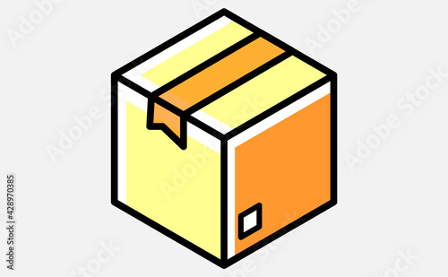 Cardboard cartoon box. Delivery and storage. Isometric vector illustration. Isolated on white background.