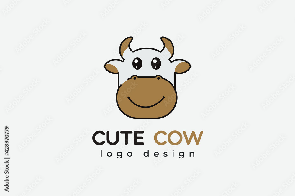 Cute cow logo vector icon illustration Cute cow logo vector icon illustration