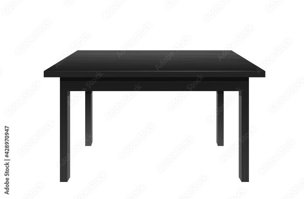 Black office tables. Writing lacquered wood table top with stylish plastic surface.