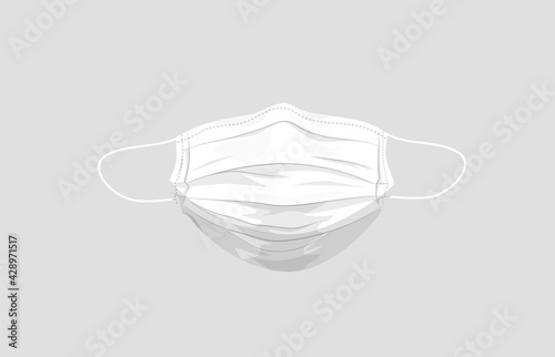 White medical masks mockup template. Prevention respiratory hygiene respirator for coronavirus pandemic with antiviral vector membrane.