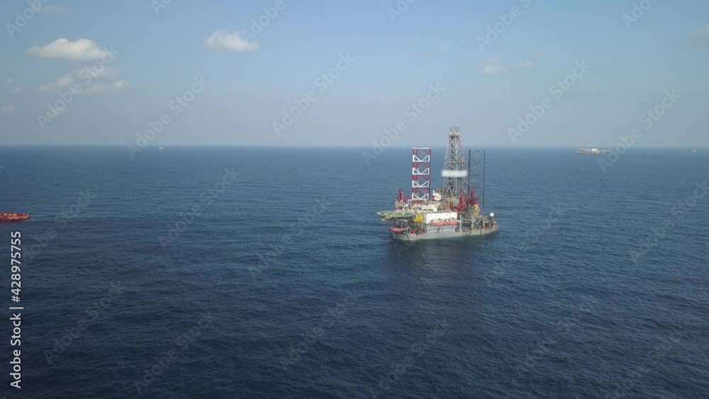 Aerial view of the jack up rig being towed to the offshore location
Aerial view of the jack up rig being towed to the offshore location