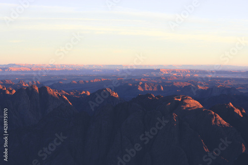 Beautiful natural colors of the sky in mountains, early dusk view, rocky mountains