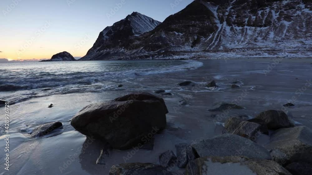 Haukland Strand auf den Lofoten, Norwegen Haukland Strand auf den Lofoten, Norwegen